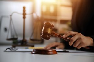Law theme, gavel of the judge, Criminal defense lawyer